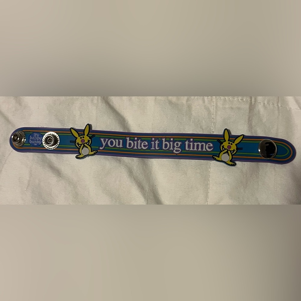 Y2K Vintage Happy Bunny Snap Bracelet Jim Benton